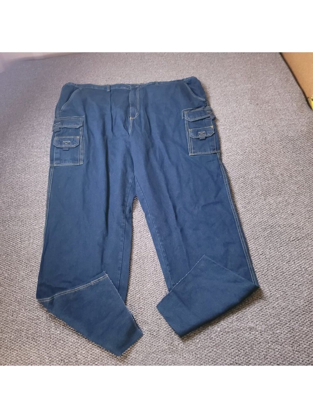 KingSize Cargo Jeans Mens 54 x38L Big Tall Elastic Blue Denim Pants Cotton y2K